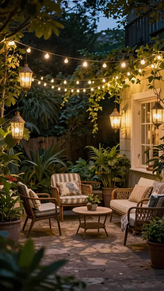 13 Vintage Patio Furniture Ideas for Retro Vibes - 13. Whimsical Lighting Fixtures 1