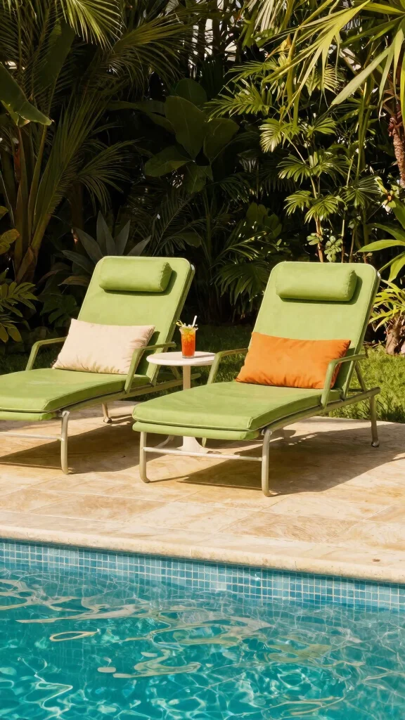 13 Vintage Patio Furniture Ideas for Retro Vibes - 4. Retro Sun Loungers 1