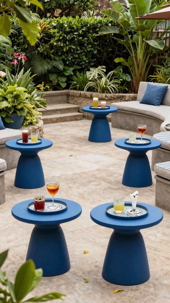 14 Blue Patio Furniture Ideas for Coastal Themes - 10. Blue Accent Tables 1