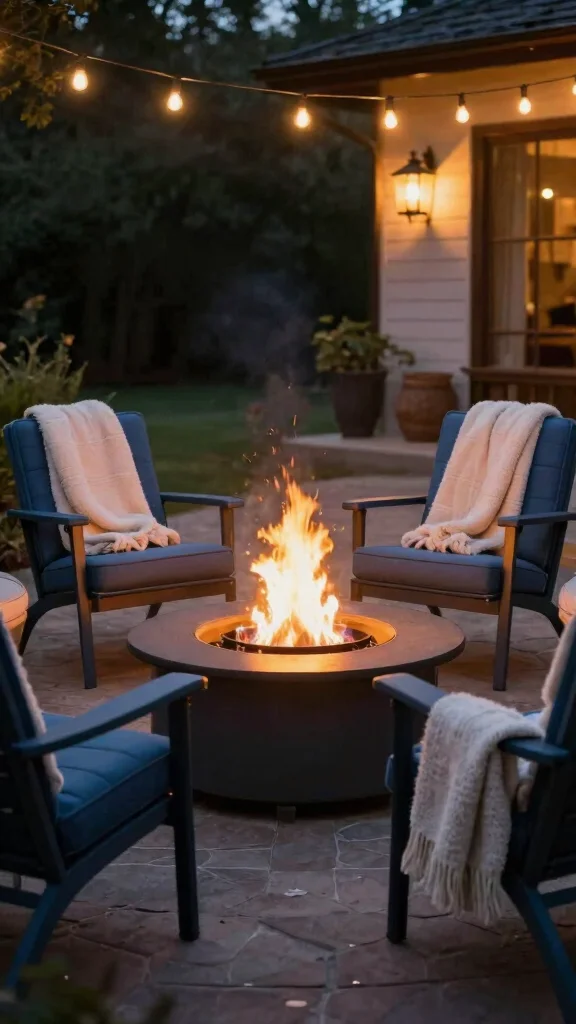 14 Blue Patio Furniture Ideas for Coastal Themes - 8. Blue Fire Pit Furniture 1