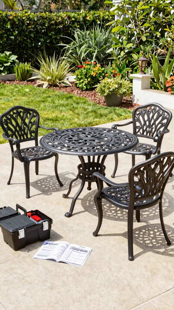 14 Cast Aluminum Patio Furniture Ideas for Sustainable Gardens - 13. Easy Assembly for Quick Enjoyment 1