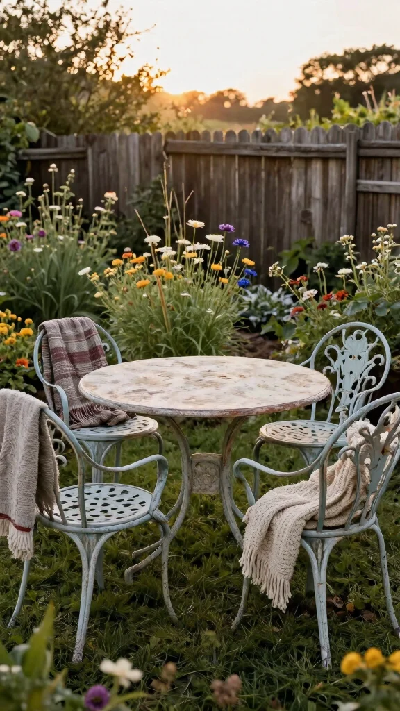 14 Cast Aluminum Patio Furniture Ideas for Sustainable Gardens - 3. Rustic Charm with Vintage Finishes 1