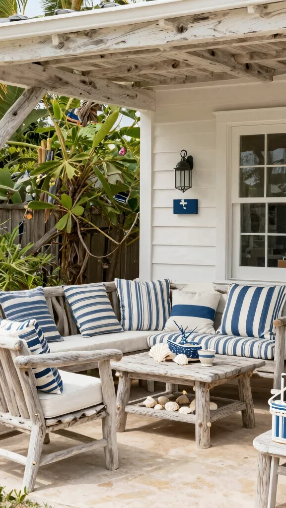 14 Covered Patio Furniture Ideas Protected - 11. Rustic Nautical Vibes 1