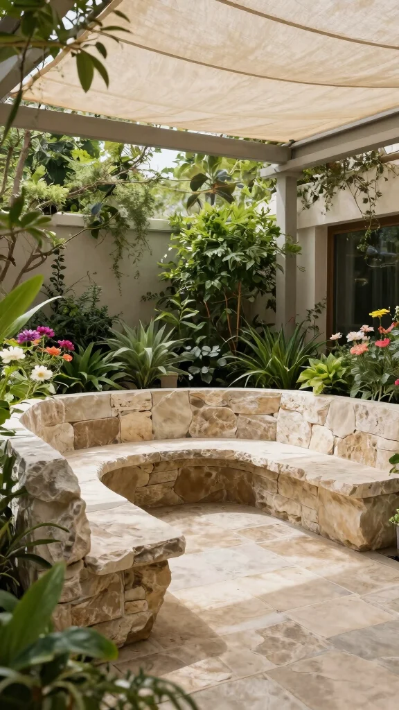 14 Covered Patio Furniture Ideas Protected - 6. Sustainable Stone Seating 1