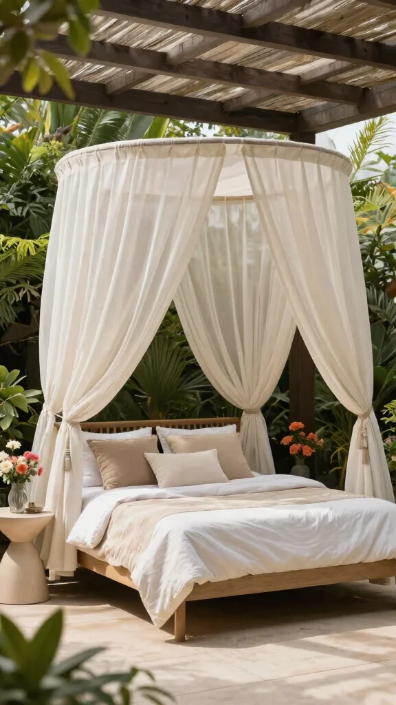 14 Covered Patio Furniture Ideas Protected - 7. Chic Canopy Beds 1