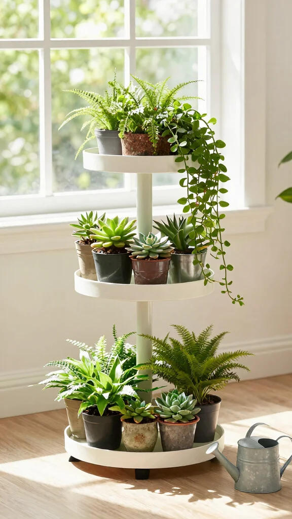 14 Creative Plant Stand Ideas for Vertical Gardening Displays - 12. Rotating Plant Stand 1