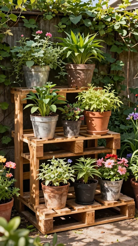 14 Creative Plant Stand Ideas for Vertical Gardening Displays - 14. DIY Pallet Plant Stand 1