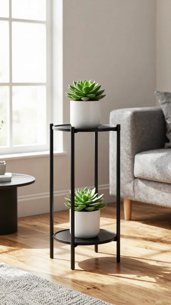 14 Creative Plant Stand Ideas for Vertical Gardening Displays - 2. Minimalist Metal Plant Stand 1