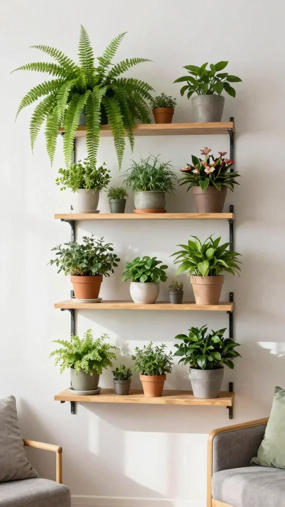 14 Creative Plant Stand Ideas for Vertical Gardening Displays - 4. Wall-Mounted Plant Shelves 1