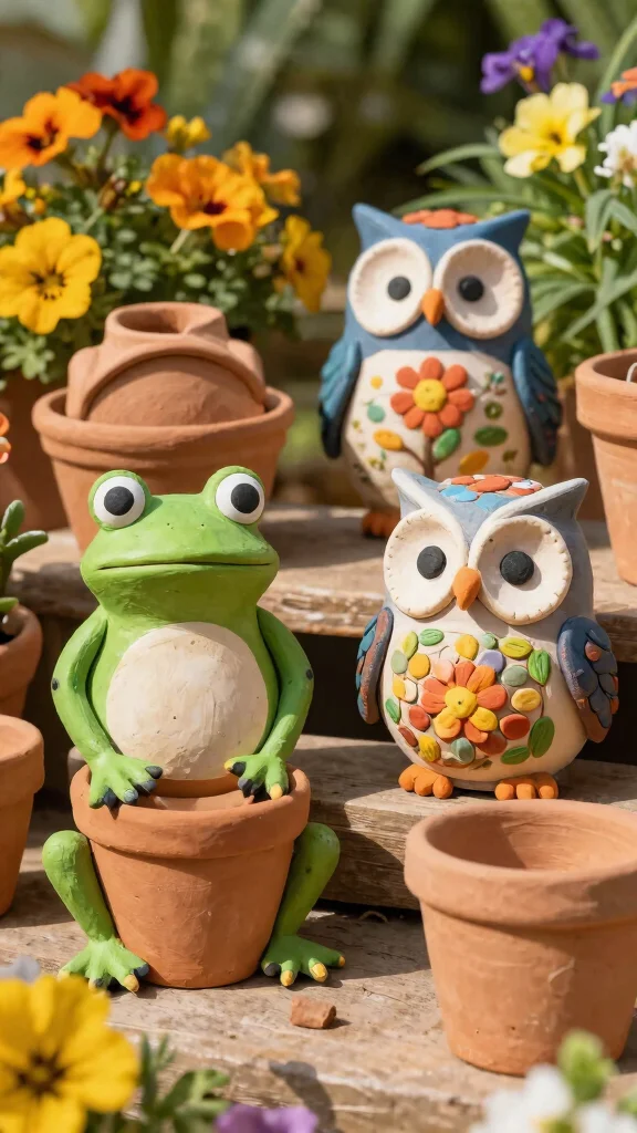 14 Face Flower Pots Ideas Whimsical Fun - 6. Clay Pot Animals 1