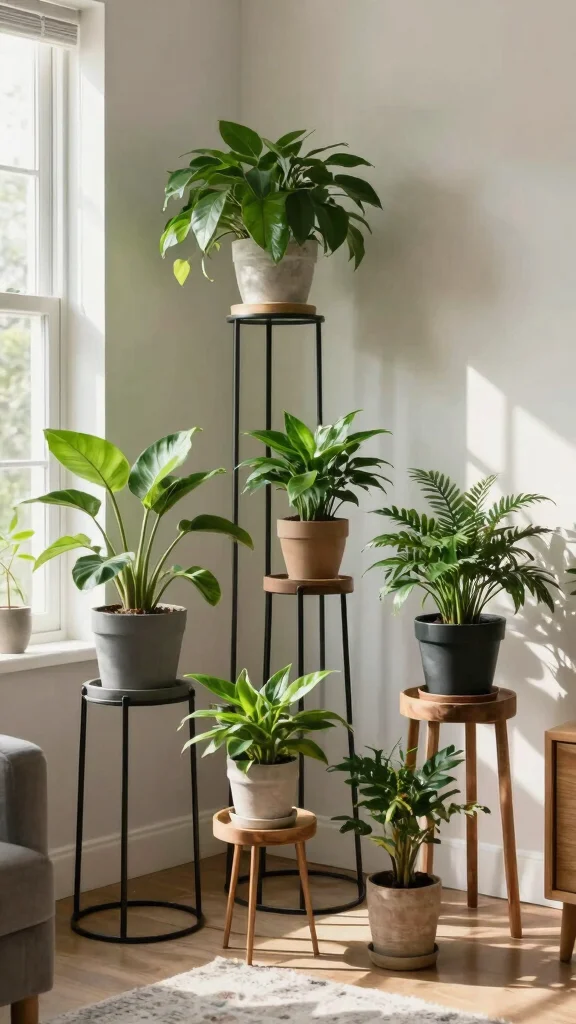 14 Flower Pots Indoor Ideas Home Accents - 11. Stylish Plant Stands 1