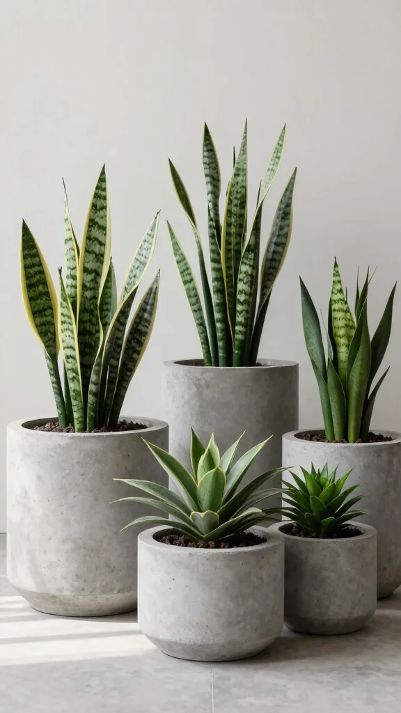 14 Flower Pots Indoor Ideas Home Accents - 6. Minimalist Concrete Pots 1
