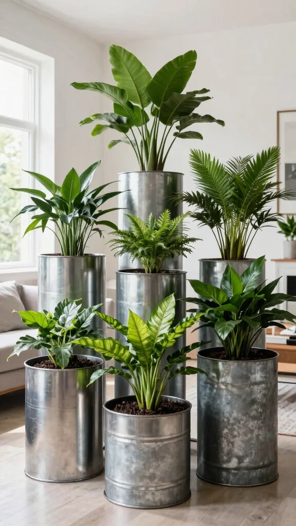 14 Flower Pots Indoor Ideas Home Accents - 9. Chic Metal Planters 1