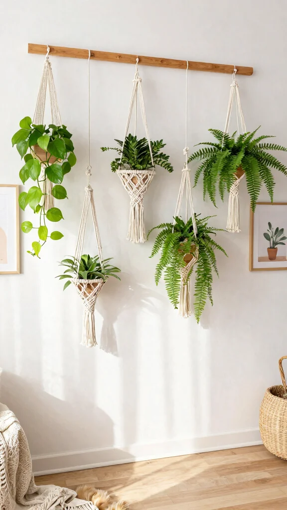14 Hanging Plant Stand Ideas for Airy Displays - 1. Macramé Hanging Plant Holders 1
