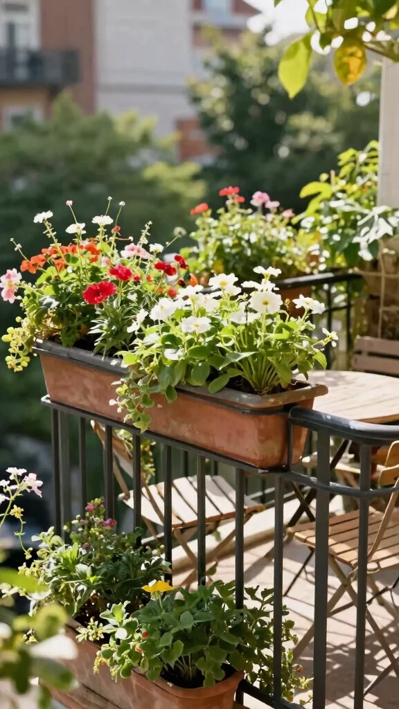 14 Hanging Plant Stand Ideas for Airy Displays - 12. Balcony Railing Planters 1