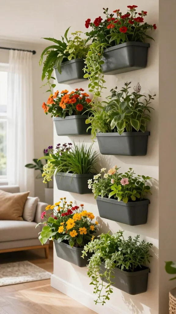 14 Hanging Plant Stand Ideas for Airy Displays - 5. Vertical Wall Gardens 1