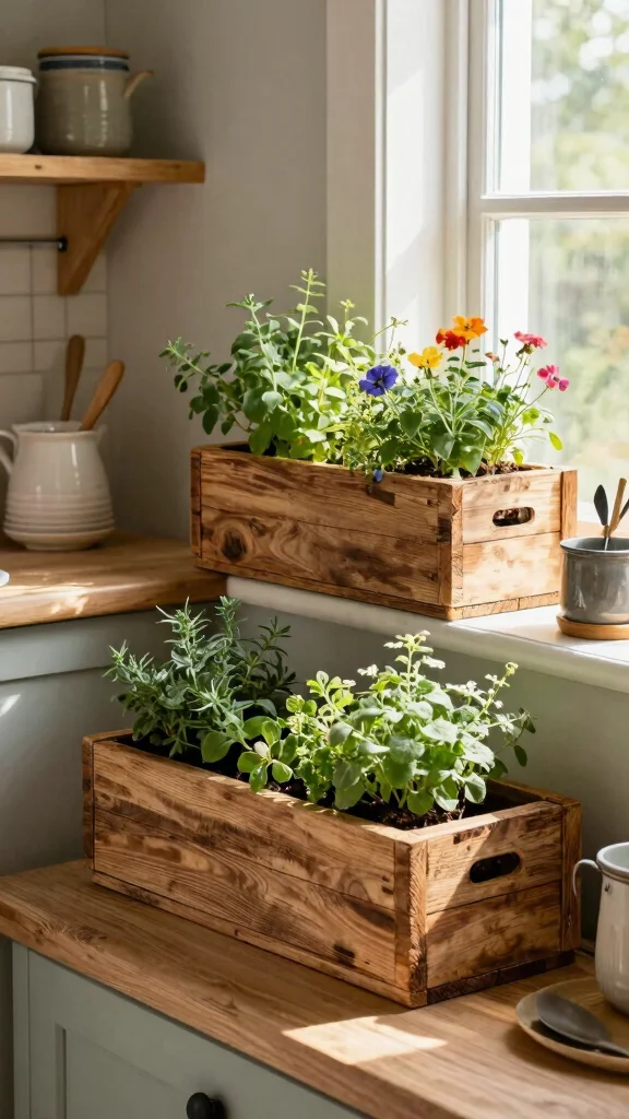 14 Hanging Plant Stand Ideas for Airy Displays - 8. Reclaimed Wood Planter Boxes 1