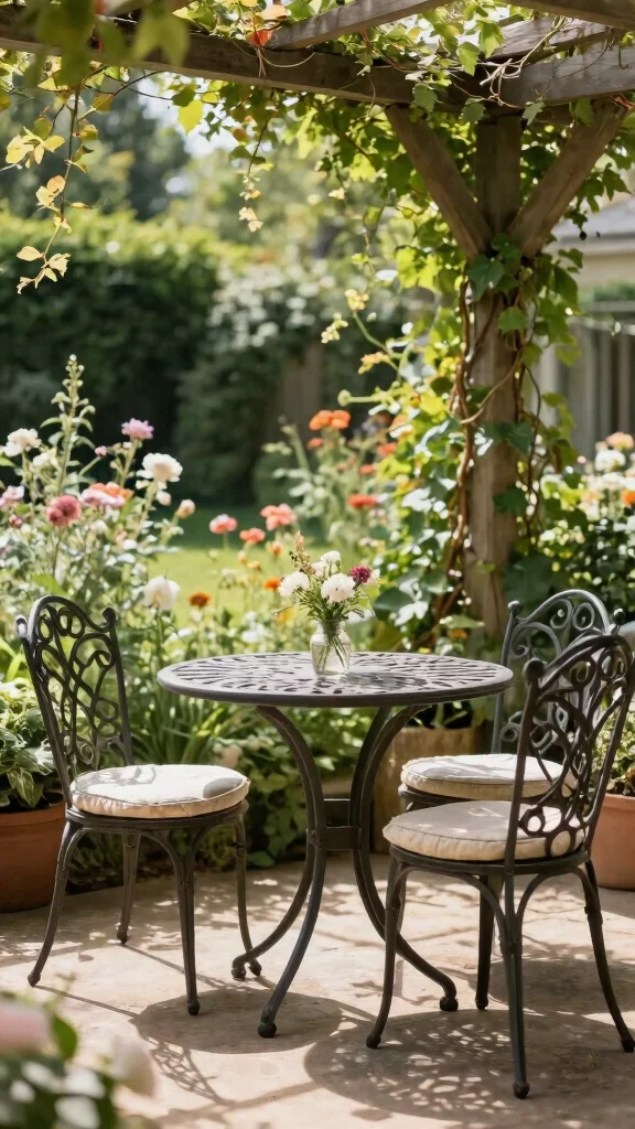 14 Iron Patio Furniture Ideas: Strong and Durable - 1. Elegant Bistro Set 1