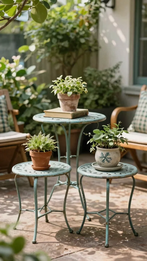 14 Iron Patio Furniture Ideas: Strong and Durable - 13. Vintage Iron Side Tables 1