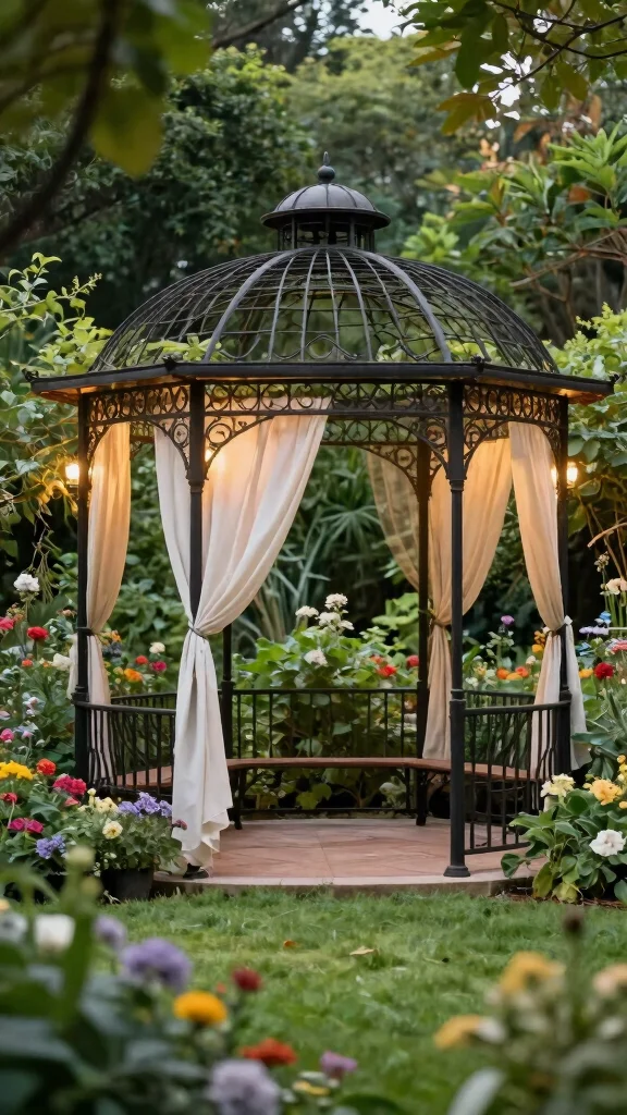 14 Iron Patio Furniture Ideas: Strong and Durable - 14. Functional Iron Gazebo 1