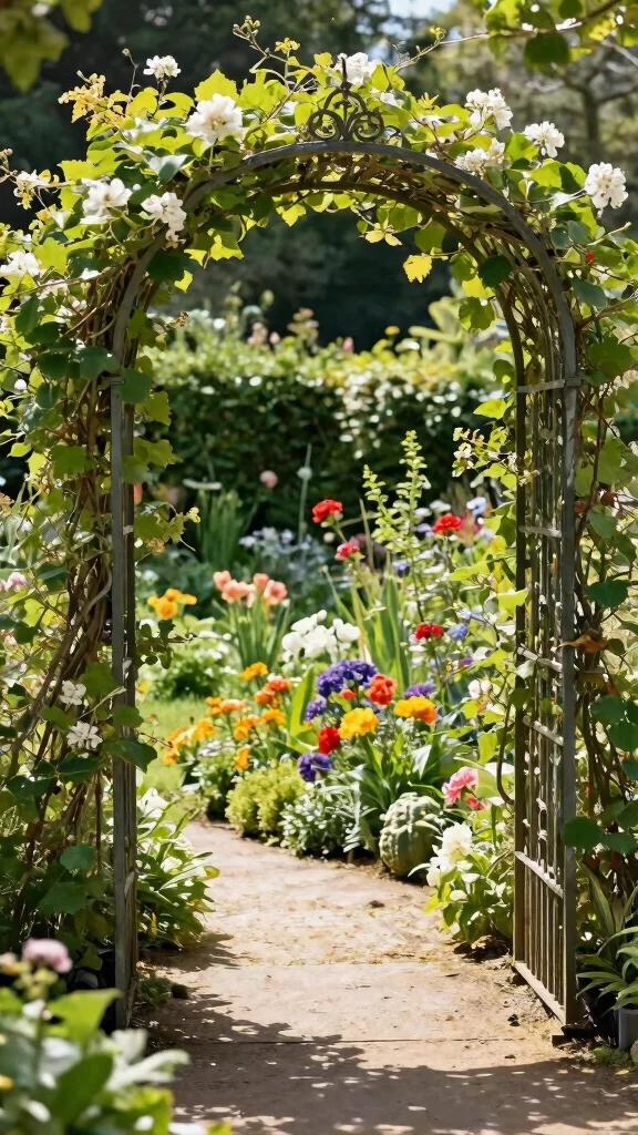 14 Iron Patio Furniture Ideas: Strong and Durable - 7. Ornate Iron Garden Arches 1