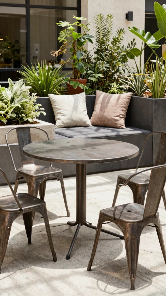 14 Iron Patio Furniture Ideas: Strong and Durable - 9. Industrial Style Iron Furniture 1