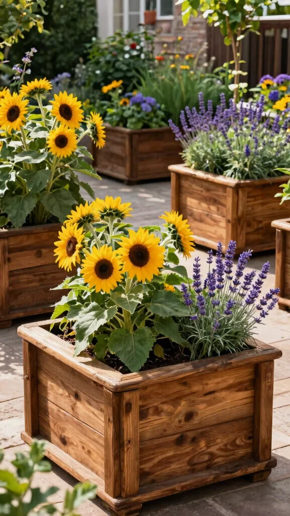14 Large Flower Pots Ideas Bold Statements - 5. Rustic Wooden Boxes 1