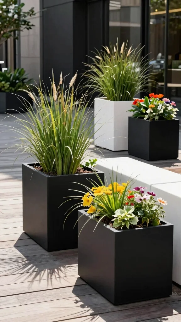 14 Large Flower Pots Ideas Bold Statements - 6. Modern Geometric Pots 1