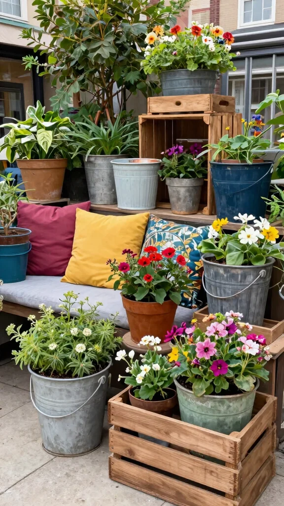 14 Large Flower Pots Ideas Bold Statements - 7. Eco-Friendly Recycled Containers 1