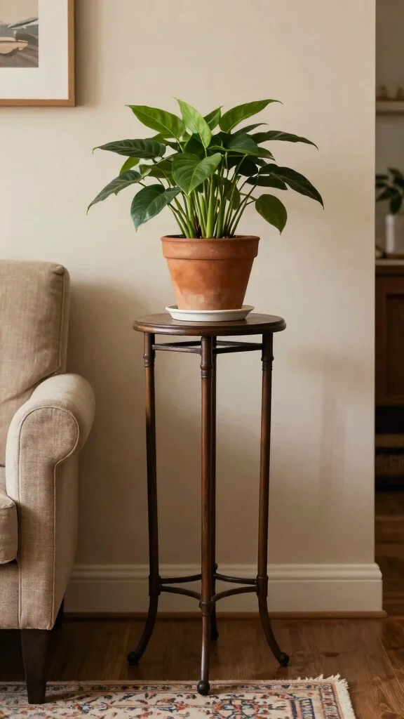 14 Modern Plant Stand Ideas: Sleek Minimal - 10. Vintage Stands with a Twist 1