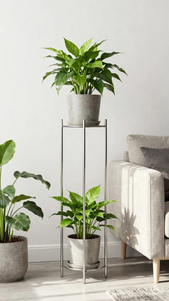 14 Modern Plant Stand Ideas: Sleek Minimal - 3. Minimalist Metal Stands 1