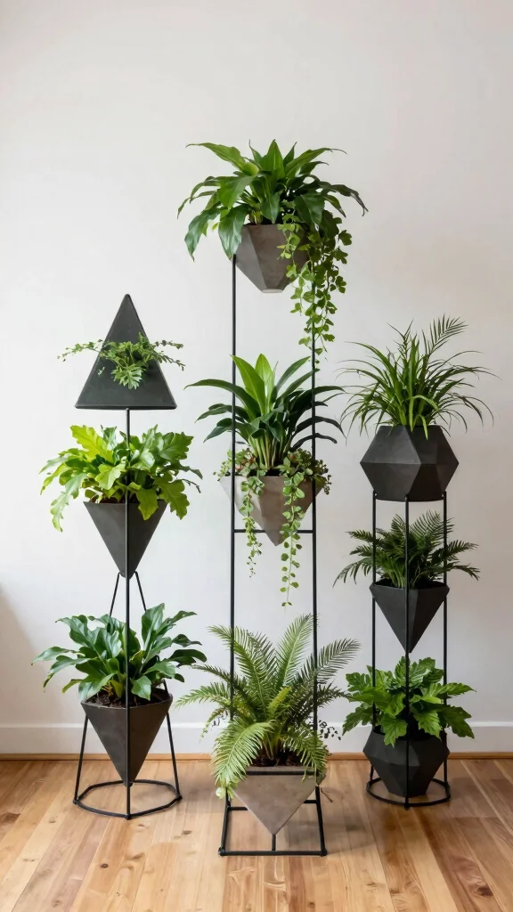 14 Modern Plant Stand Ideas: Sleek Minimal - 5. Geometric Plant Stands 1