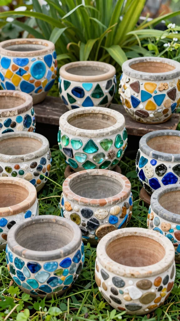 14 Mosaic Flower Pots Ideas for an Artistic Touch - 14. Eco-Friendly Mosaic Ideas 1