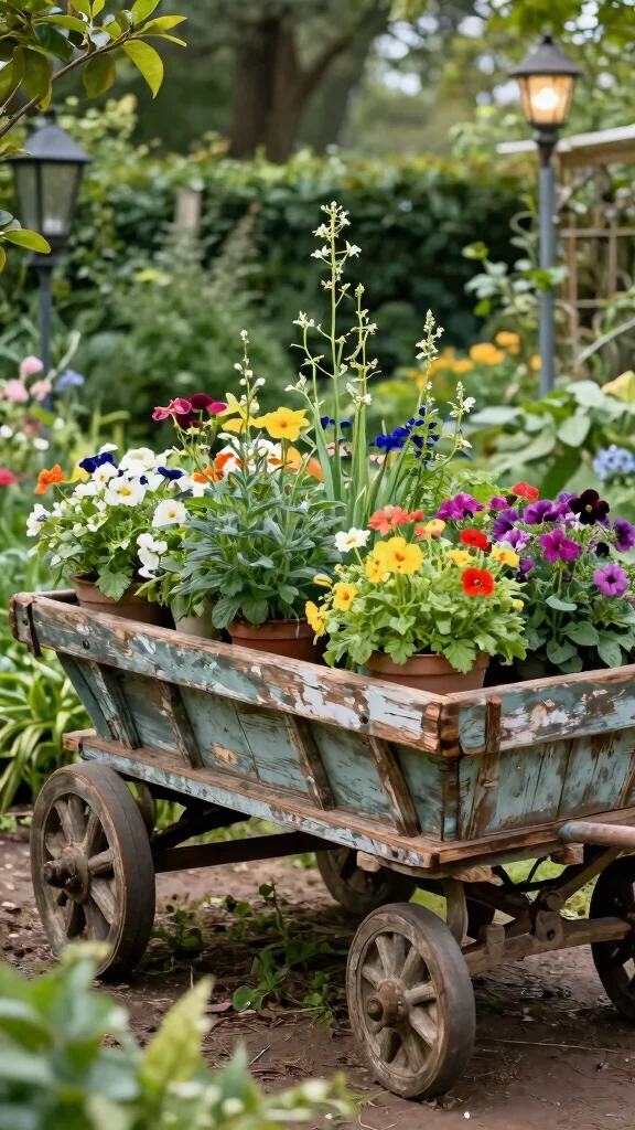 14 Outdoor Plant Stand Ideas Patio Perfect - 10. Garden Cart Planter 1