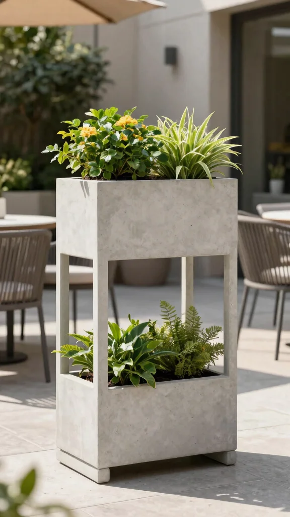 14 Outdoor Plant Stand Ideas Patio Perfect - 11. Minimalist Concrete Planter Stand 1