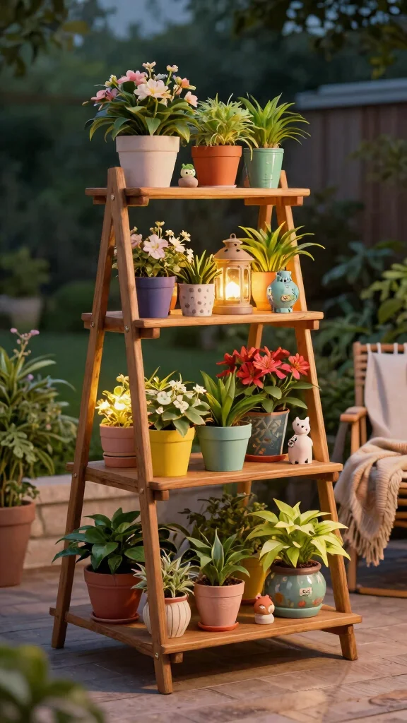 14 Outdoor Plant Stand Ideas Patio Perfect - 4. Tiered Shelf Plant Stand 1
