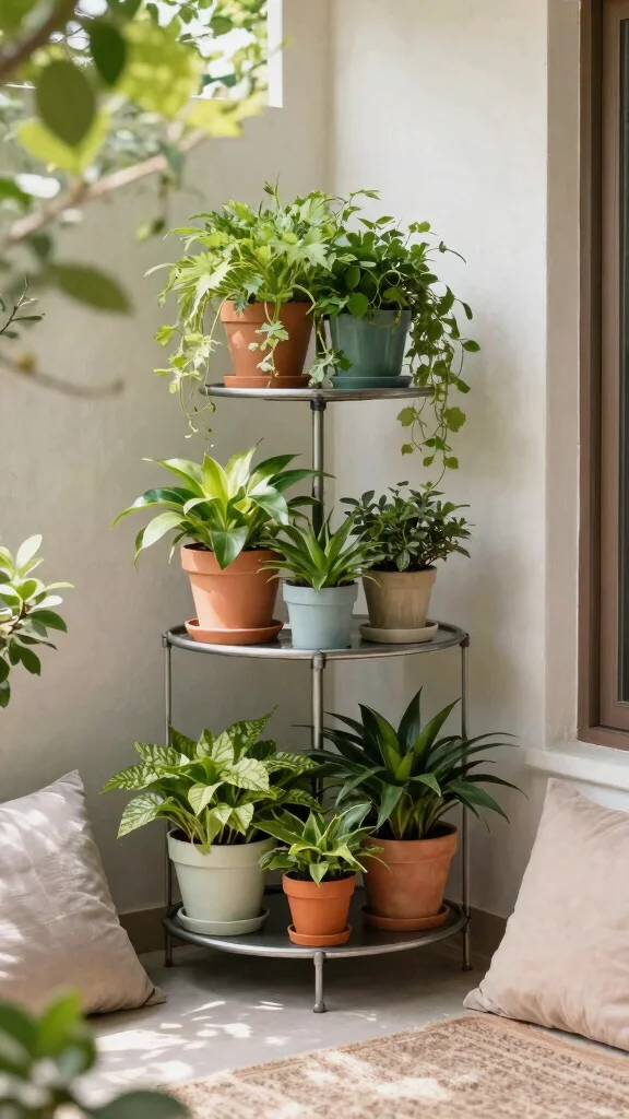 14 Outdoor Plant Stand Ideas Patio Perfect - 7. Corner Plant Stand 1