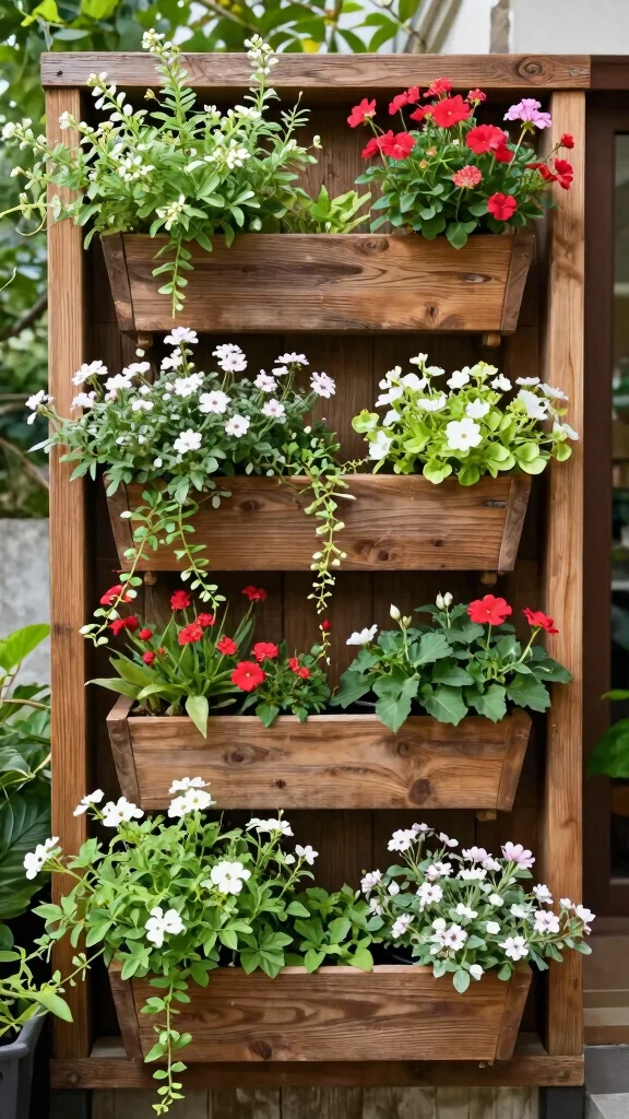 14 Patio Flower Pots Ideas Space Enhancing - 1. Vertical Wall Planters 1