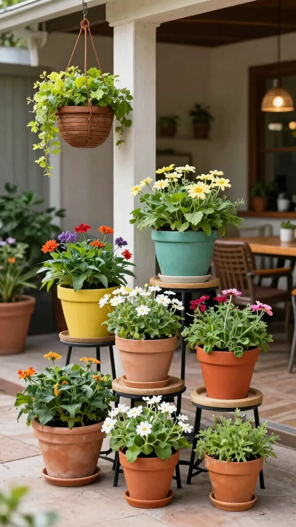 14 Small Patio Furniture Ideas for Cozy Corners - 12. Creative Planters 1