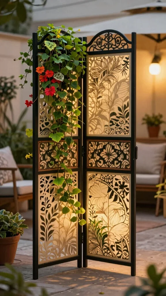 14 Small Patio Furniture Ideas for Cozy Corners - 13. Decorative Screens 1