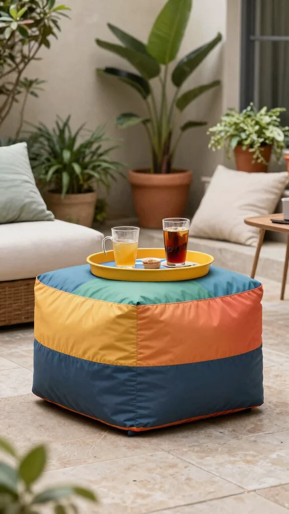14 Small Patio Furniture Ideas for Cozy Corners - 4. Multi-Functional Ottomans 1