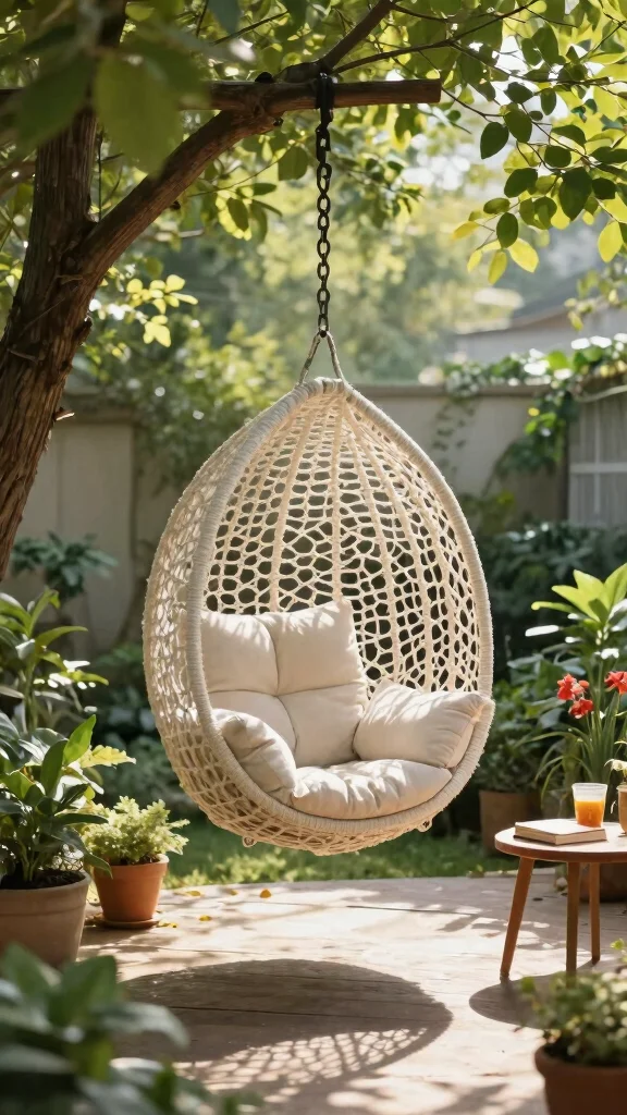 14 Small Patio Furniture Ideas for Cozy Corners - 5. Hanging Chairs 1