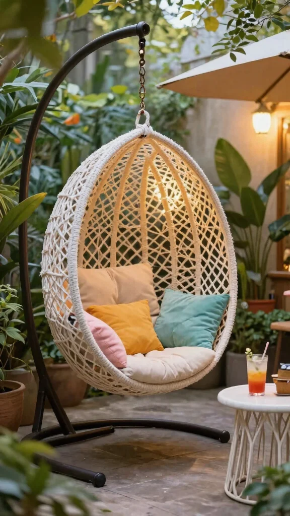 14 Small Patio Furniture Layout Ideas Optimized for Urban Gardens - 10. Swinging Seating 1