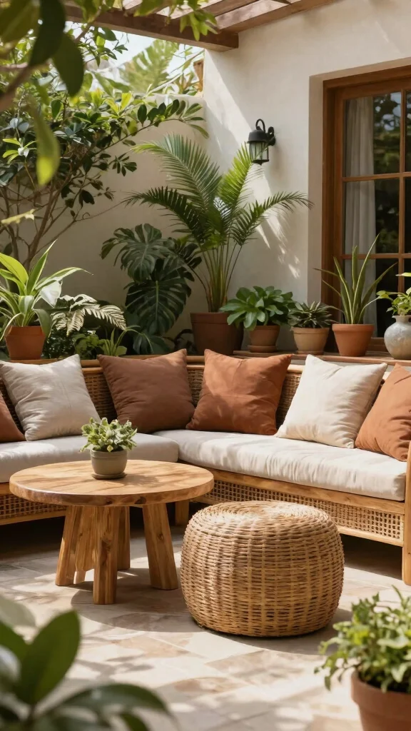 14 Small Patio Furniture Layout Ideas Optimized for Urban Gardens - 12. Nature-Inspired Accents 1