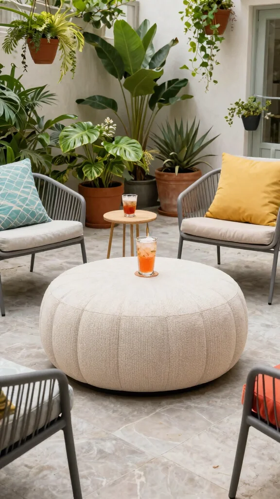 14 Small Patio Furniture Layout Ideas Optimized for Urban Gardens - 2. Multi-Functional Ottoman 1