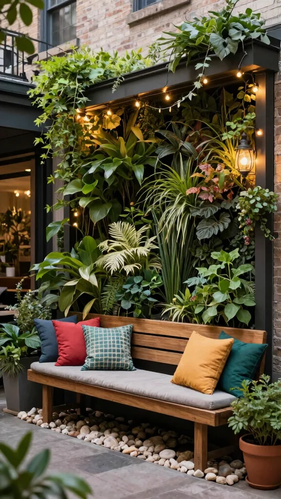 14 Small Patio Furniture Layout Ideas Optimized for Urban Gardens - 3. Vertical Garden Seating 1