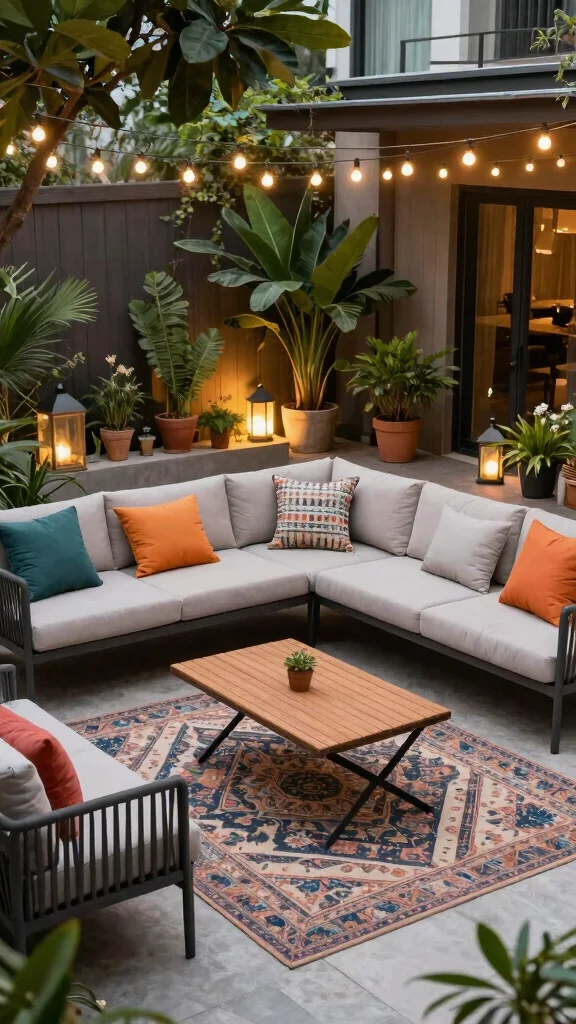 14 Small Patio Furniture Layout Ideas Optimized for Urban Gardens - 4. Modular Furniture Arrangement 1