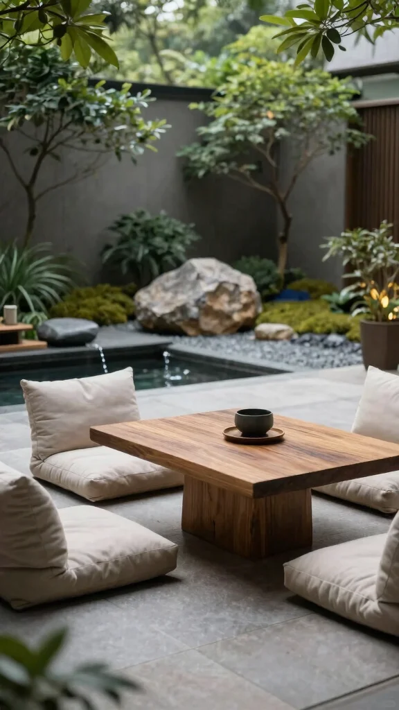 14 Small Patio Furniture Layout Ideas Optimized for Urban Gardens - 8. Zen Garden Retreat 1