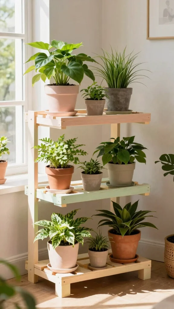 14 Tall Plant Stand Indoor Ideas for Small Space Gardening - 10. DIY Pallet Plant Stand 1