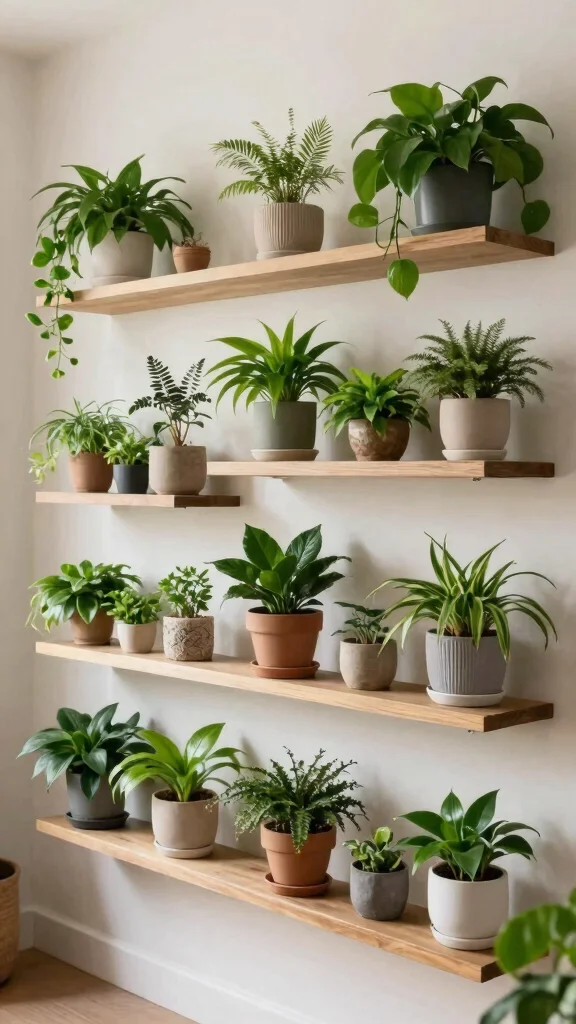 14 Tall Plant Stand Indoor Ideas for Small Space Gardening - 14. Floating Plant Shelves for a Unique Approach 1